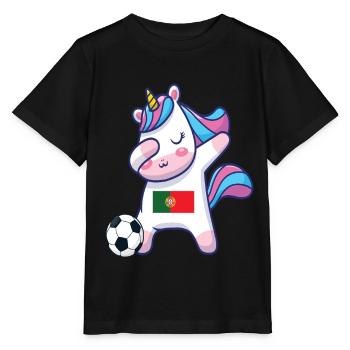 Dabbing Licorne Football Portugal - T-shirt bio MINI CREATOR Stanley/Stella Enfant - noir - Devant - Mikhail (115cm)