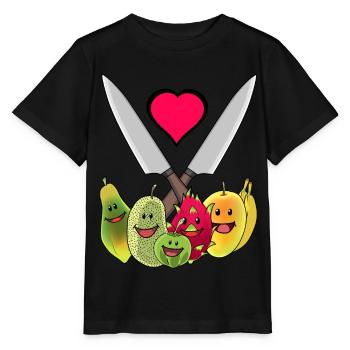 Küchenmesser Vegetarisch Früchte exotisch Obst - Stanley/Stella Kinder T-Shirt MINI CREATOR  - Schwarz - Vorne - Mikhail (115cm)