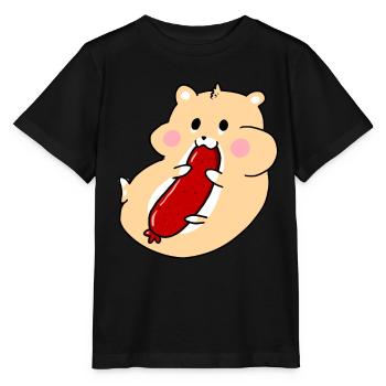 Hamster au salami - T-shirt bio MINI CREATOR Stanley/Stella Enfant - noir - Devant - Mikhail (115cm)