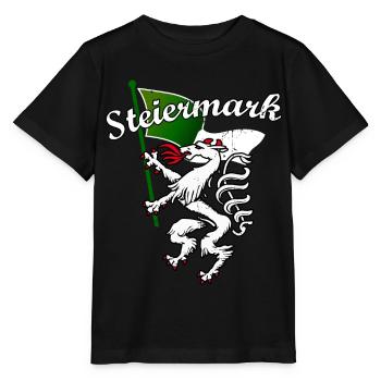Steiermark Panther mit Fahne Flagge Lustig - Stanley/Stella Kinder T-Shirt MINI CREATOR  - Schwarz - Vorne - Mikhail (115cm)