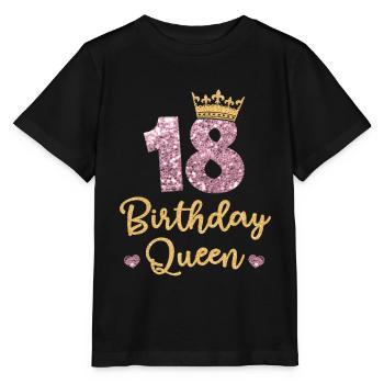 18.Anniversaire Reine 18 ans 18 ans Dix-huit ans - T-shirt bio MINI CREATOR Stanley/Stella Enfant - noir - Devant - Mikhail (115cm)