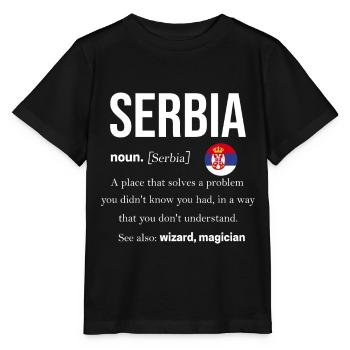 Serbien Flagge Balkan Jugoslawien Srbija Geschenk - Stanley/Stella Kinder T-Shirt MINI CREATOR  - Schwarz - Vorne - Mikhail (115cm)