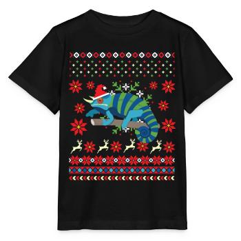 Chameleon Ugly Christmas Sweater - Stanley/Stella MINI CREATOR Kids’ T-Shirt - black - Front - Mikhail (115cm)