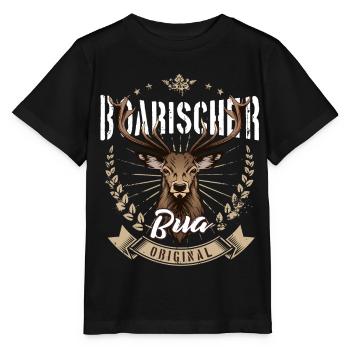 Boarischer Bua Bayern Bayrischer Lausbua Hirsch - Stanley/Stella Kinder T-Shirt MINI CREATOR  - Schwarz - Vorne - Mikhail (115cm)