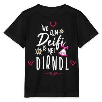 Wo zum Deifi is mei Dirndl Ersatz Tracht Bayern - Stanley/Stella Kinder T-Shirt MINI CREATOR  - Schwarz - Vorne - Mikhail (115cm)