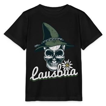 Lausbua Bayrischer Bua Bayern Urig Totenkopf cool - Stanley/Stella Kinder T-Shirt MINI CREATOR  - Schwarz - Vorne - Mikhail (115cm)