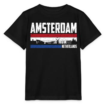 Amsterdam Skyline Heimatstadt Niederlande - Stanley/Stella Kinder T-Shirt MINI CREATOR  - Schwarz - Vorne - Mikhail (115cm)