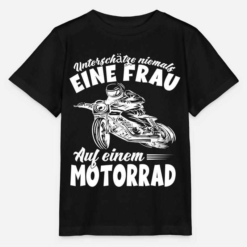 Frau auf einem Motorrad - Bikerin Motorradfahrerin - Stanley/Stella Kinder T-Shirt MINI CREATOR - Schwarz