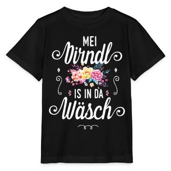 Mei Dirndl is in da Wäsch Trachtenshirt Sprüche - Stanley/Stella Kinder T-Shirt MINI CREATOR  - Schwarz - Vorne - Mikhail (115cm)