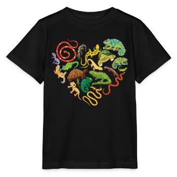 Krybdyr hjerte slange firben - Stanley/Stella T-shirt MINI CREATOR til børn - sort - Foran - Mikhail (115cm)