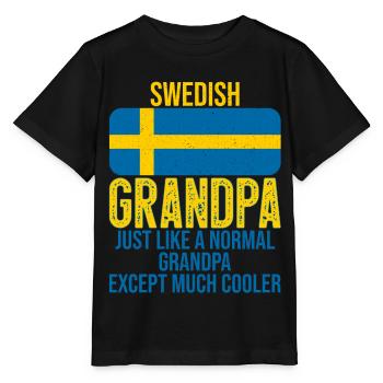 Swedish Grandpa Swedish flag for Father's Day - Stanley/Stella MINI CREATOR Kids’ T-Shirt - black - Front - Mikhail (115cm)