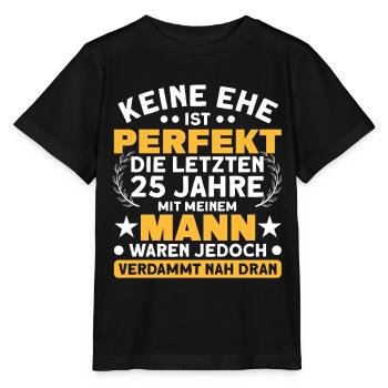Silberhochzeit 25. Hochzeitstag Ehepaar - Stanley/Stella Kinder T-Shirt MINI CREATOR  - Schwarz - Vorne - Mikhail (115cm)
