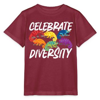 Chameleon Celebrate Diversity - Stanley/Stella Kinder T-Shirt MINI CREATOR  - Burgunderrot - Vorne - Kain (125cm)