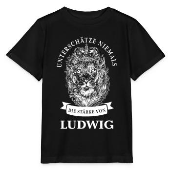 Ludwig Geschenk Name Löwe - Stanley/Stella Kinder T-Shirt MINI CREATOR  - Schwarz - Vorne - Mikhail (115cm)