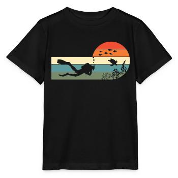 Scuba Diving Vintage Retro Diver - T-shirt bio MINI CREATOR Stanley/Stella Enfant - noir - Devant - Mikhail (115cm)