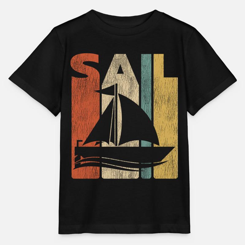 Barca a vela a vela vintage retrò - Maglietta per bambini MINI CREATOR di Stanley/Stella - nero