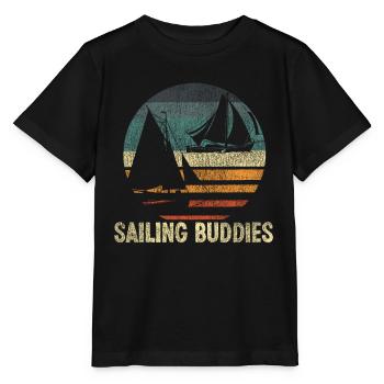 Sailing Buddies Sailboat Retro - T-shirt bio MINI CREATOR Stanley/Stella Enfant - noir - Devant - Mikhail (115cm)