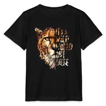 Guépard Wild World dehors protection de la nature Garde-chasse - T-shirt bio MINI CREATOR Stanley/Stella Enfant - noir - Devant - Mikhail (115cm)