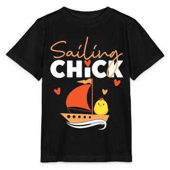 Sailing Chick Girl Sailboat - T-shirt bio MINI CREATOR Stanley/Stella Enfant - noir - Devant - Mikhail (115cm)