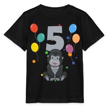 5 anniversaire anniversaire d’enfant 5 ans Gorille - T-shirt bio MINI CREATOR Stanley/Stella Enfant - noir - Devant - Mikhail (115cm)