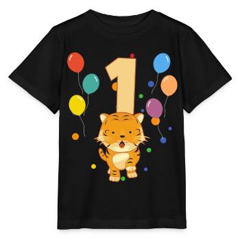1. Geburtstag Kindergeburtstag 1 Jahre Tiger - Stanley/Stella Kinder T-Shirt MINI CREATOR  - Schwarz - Vorne - Mikhail (115cm)