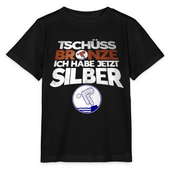 Schwimmer Schwimmprüfung Silber Geschenk - Stanley/Stella Kinder T-Shirt MINI CREATOR  - Schwarz - Vorne - Mikhail (115cm)