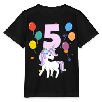 5 anniversaire anniversaire d’enfant 5 ans Licorne - T-shirt bio MINI CREATOR Stanley/Stella Enfant - noir - Devant - Mikhail (115cm)