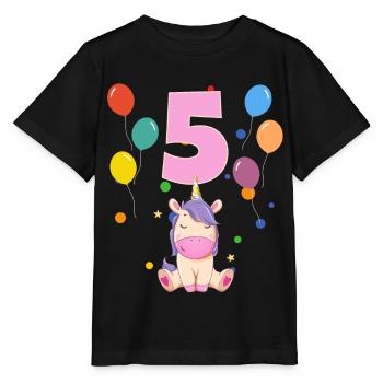 5 anniversaire anniversaire d’enfant 5 ans Licorne - T-shirt bio MINI CREATOR Stanley/Stella Enfant - noir - Devant - Mikhail (115cm)