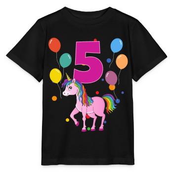 5 anniversaire anniversaire d’enfant 5 ans Licorne - T-shirt bio MINI CREATOR Stanley/Stella Enfant - noir - Devant - Mikhail (115cm)