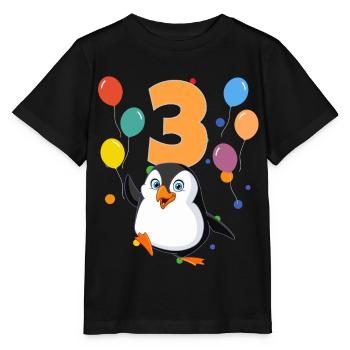 3rd Birthday Children's Birthday 3 Years Penguin - Stanley/Stella MINI CREATOR Kids’ T-Shirt - black - Front - Mikhail (115cm)
