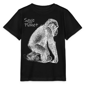 Monkey Baby - Sauvez la planète - T-shirt bio MINI CREATOR Stanley/Stella Enfant - noir - Devant - Mikhail (115cm)