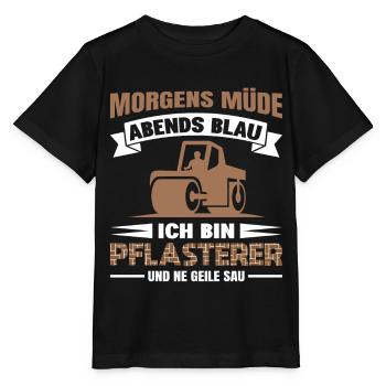 Pflasterer Steinleger Pflästerer Bau Pflastern - Stanley/Stella Kinder T-Shirt MINI CREATOR  - Schwarz - Vorne - Mikhail (115cm)