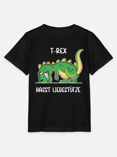 Dino T-Rex mit kurzen Armen mag keine Liegestütze - Stanley/Stella Kinder T-Shirt MINI CREATOR - Schwarz