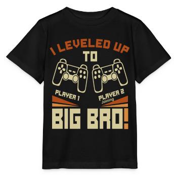 Video Gamer Gaming - I Leveled up to Big Bro - Stanley/Stella Kinder T-Shirt MINI CREATOR  - Schwarz - Vorne - Mikhail (115cm)