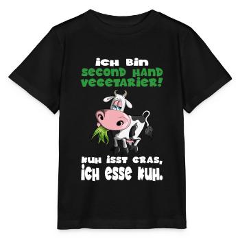 Ich bin second Hand Anti Vegetarier Kühe BBQ Steak - Stanley/Stella Kinder T-Shirt MINI CREATOR  - Schwarz - Vorne - Mikhail (115cm)