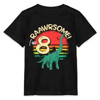 Brachiosaurus dinosaure 8 ans Dino anniversaire - T-shirt bio MINI CREATOR Stanley/Stella Enfant - noir - Devant - Mikhail (115cm)
