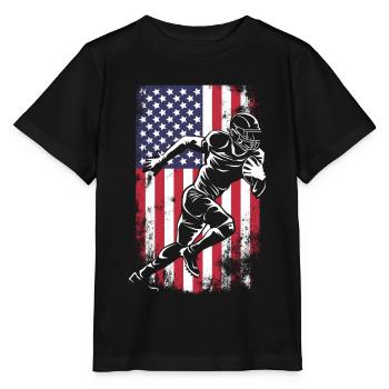 Football Running Wide Receiver USA Flag - T-shirt bio MINI CREATOR Stanley/Stella Enfant - noir - Devant - Mikhail (115cm)