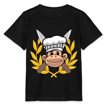 Koch Köchin Gourmet Affe Chefkoch Hobbykoch - Stanley/Stella Kinder T-Shirt MINI CREATOR  - Schwarz - Vorne - Mikhail (115cm)