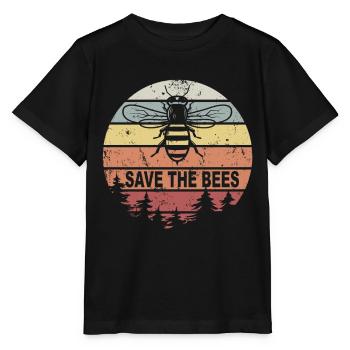 Retro Honey Bee Save The Bees Honey Bee Beekeeper - Stanley/Stella MINI CREATOR Kids’ T-Shirt - black - Front - Mikhail (115cm)