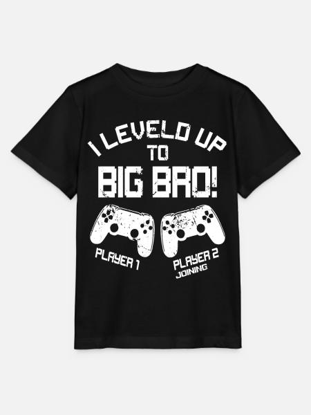 Gaming - I Leveled Up To Big Bro - Endelig Brother - Stanley/Stella MINI CREATOR T-skjorte for barn - svart
