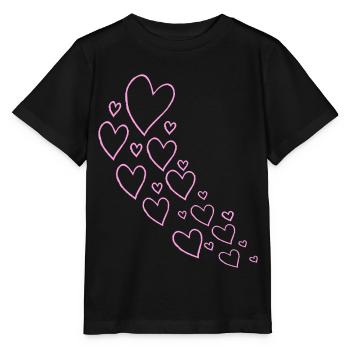 Aufsteigende Rosa Herzen - Stanley/Stella Kinder T-Shirt MINI CREATOR  - Schwarz - Vorne - Mikhail (115cm)