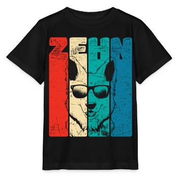Retro Ten 10 ans 10 . Chien de berger d’anniversaire - T-shirt bio MINI CREATOR Stanley/Stella Enfant - noir - Devant - Mikhail (115cm)