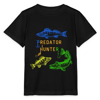 Fishing, fishing design with PIKE; PERCH & ZANDER - Stanley/Stella MINI CREATOR Kids’ T-Shirt - black - Front - Mikhail (115cm)