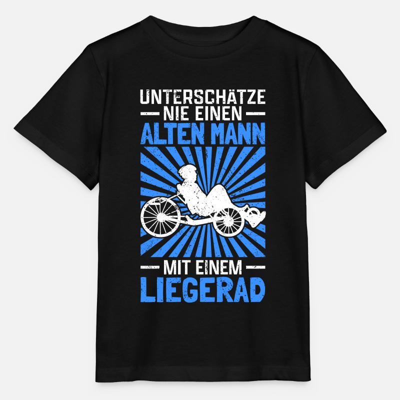 Alter Mann mit Liegerad Radfahrer Liegefahrrad - Stanley/Stella Kinder T-Shirt MINI CREATOR  - Schwarz