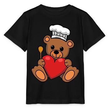 Teddy Chef Cooking Heart Cooking Hobby Chef - Stanley/Stella MINI CREATOR Kids’ T-Shirt - black - Front - Mikhail (115cm)