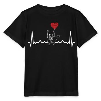 Langue des signes Heartbeat Heart - T-shirt bio MINI CREATOR Stanley/Stella Enfant - noir - Devant - Mikhail (115cm)
