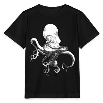 octopus, octopus, squid, seafood, calamari - Stanley/Stella MINI CREATOR Kids’ T-Shirt - black - Front - Mikhail (115cm)