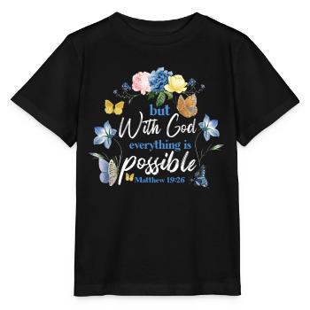 Christian Bible Verse Butterfly - Stanley/Stella Kinder T-Shirt MINI CREATOR  - Schwarz - Vorne - Mikhail (115cm)