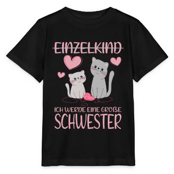 Einzelkind Ich werde große Schwester süße Kätzchen - Stanley/Stella Kinder T-Shirt MINI CREATOR  - Schwarz - Vorne - Mikhail (115cm)