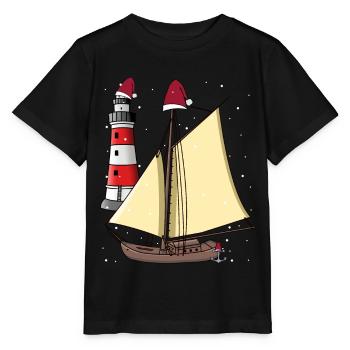 Voilier Nikolaus Santa Ahoi Noël maritime - T-shirt bio MINI CREATOR Stanley/Stella Enfant - noir - Devant - Mikhail (115cm)